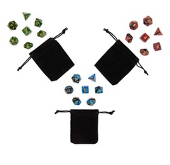 Campaign Dice 3 Sets Jewel Toned Gold Glitter Blue Green Ruby w/3 Dice Bags