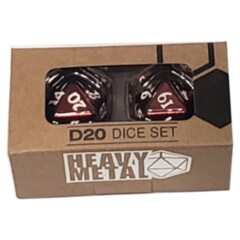 Heavy Metal Dice: D20 Red w/White Numbers (2ct)