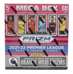 2021-22 Panini Prizm Premier League EPL Soccer Trading Cards Mega Box (12 Packs)