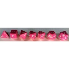 Opaque Pink / White Polyhedral 7 Dice Set - CHX25444