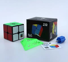 Mei Long MoYu 2M 2x2 Magnetic Black Speed Cube Rubik Box Set Stand & Screwdriver