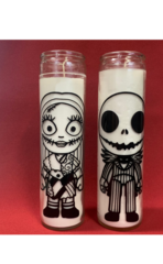 Nightmare before Christmas Pals 8in Glass Candle: Jack and Sally 2 Candle Set