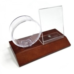 Acrylic Puck Holder and Card Display - Wood