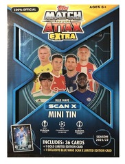 2021/22 Topps Match Attax Extra UEFA Champions League Soccer TCG Blue Wave w/Jack Grealish Scan X Mini Tin (33+1 Cards)
