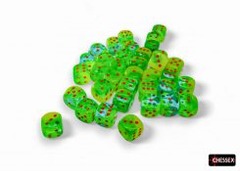 36 12mm Gemini Plasma Green - Teal w/ orange d6 dice - CHX26870