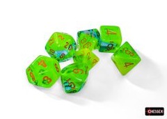 7 Gemini Plasma-Teal w/ orange dice set - CHX26470