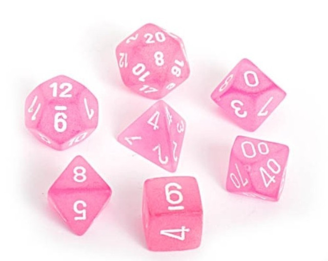 7 Pink w/White Frosted Polyhedral Dice Set - CHX27464