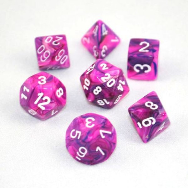 7 Violet w/White Festive Polyhedral Dice Set - CHX27457