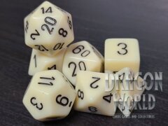 Opaque Ivory/Black - 7 Piece Dice Set - CHX25400