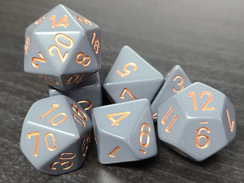 Opaque Dark Grey/Copper - 7 Piece Dice Set - CHX25420