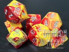Gemini Red-Yellow w/Silver - 7 Piece Dice Set - CHX26450