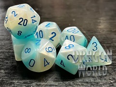 Gemini Translucent Pearl Turquoise-White/blue - 7 Piece Set of Dice - CHX26465