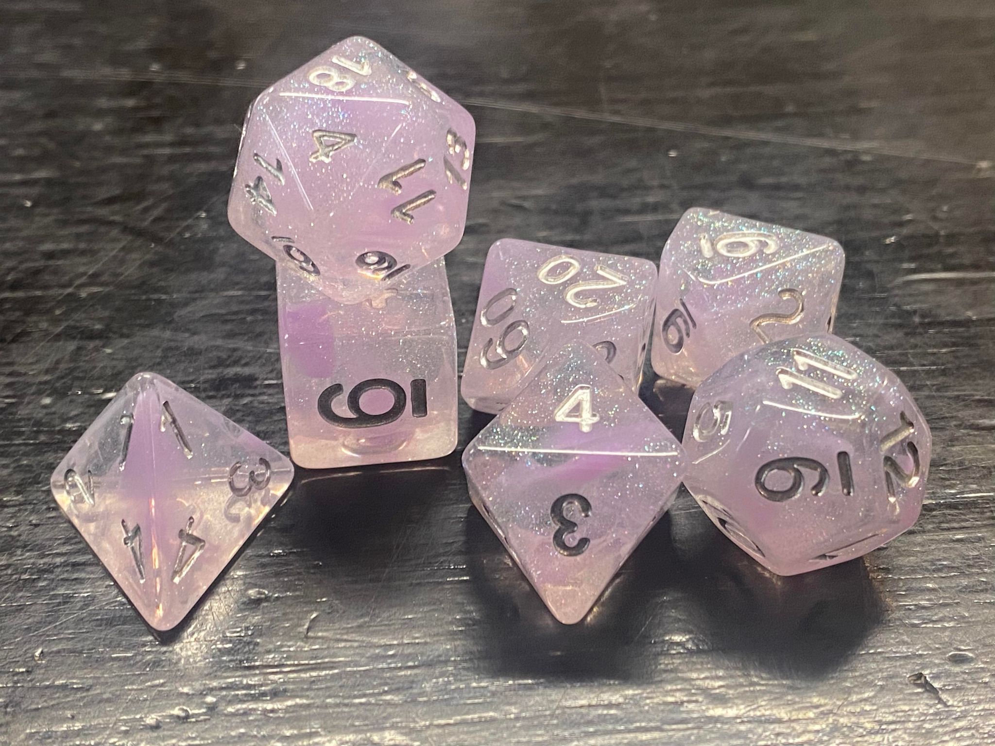 Chalcedony - January Gemstone Dice - Silver Ink