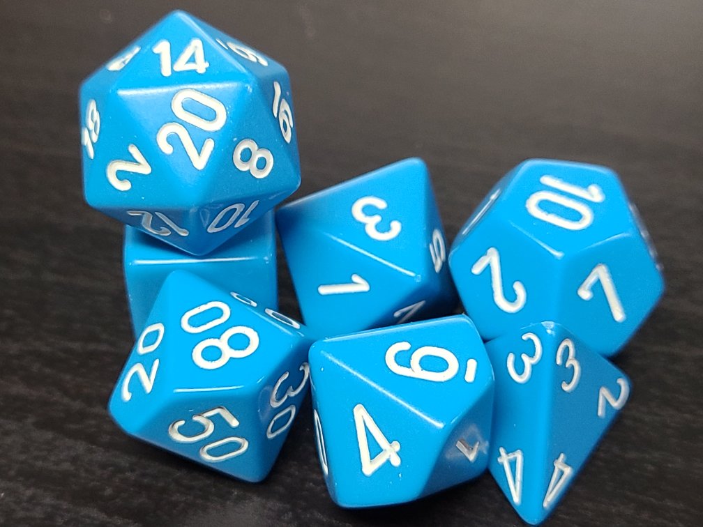 Opaque Light Blue/White - 7 Piece Dice Set - CHX25416
