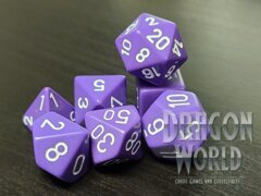 Opaque Purple/White - 7 Piece Dice Set - CHX25407