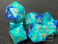 Gemini Blue-Teal/Gold - 7 Piece Dice Set - CHX26459