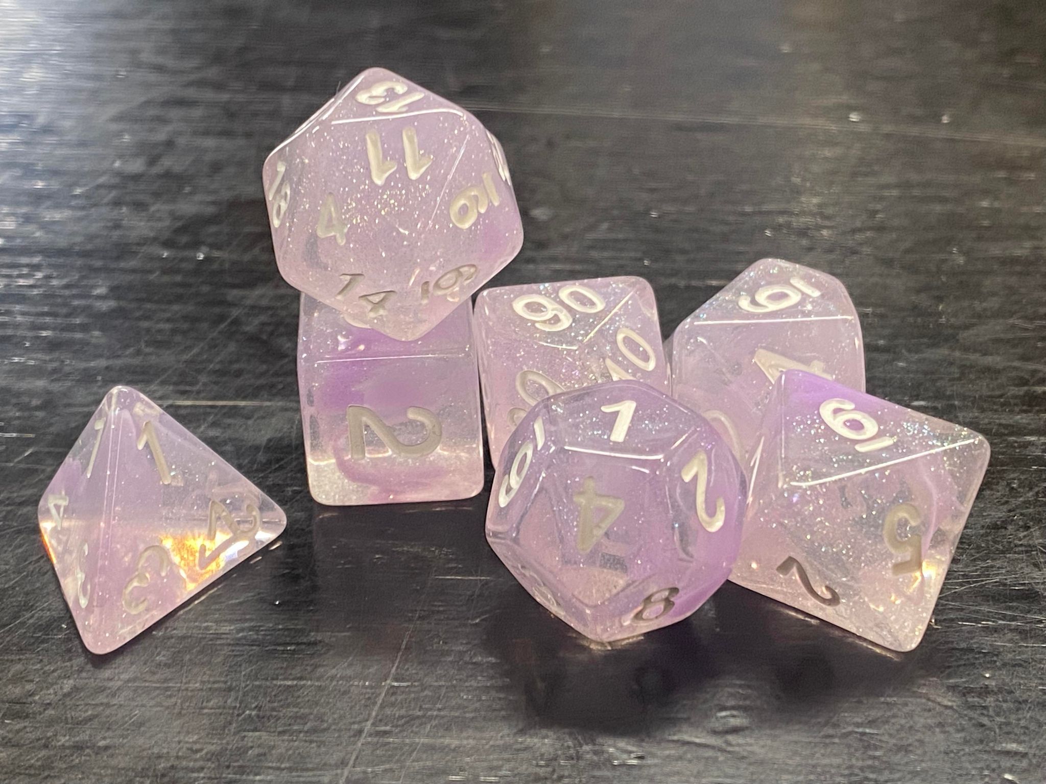 Chalcedony - January Gemstone Dice - White Ink
