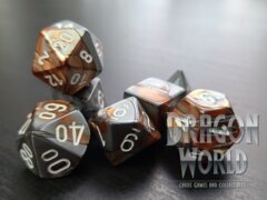 Gemini Copper-Steel/White - 7 Piece Dice Set - CHX26424