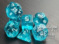 Translucent Teal/White - 7 Piece Dice Set - CHX23085