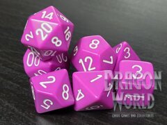 Opaque Light Purple/White - 7 Piece Dice Set - CHX25427