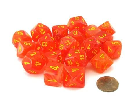 Ghostly Glow Orange w/Yellow - 20 Piece Dice Set - CHXLE900