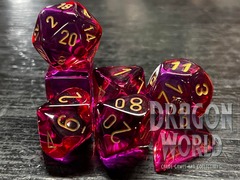 Gemini Translucent Red-Violet/gold - 7 Piece Set of Dice - CHX26467