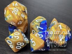 Gemini Blue-Gold/White - 7 Piece Dice Set - CHX26422