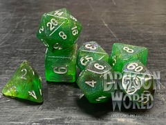 Serpentine - February Gemstone Dice - Silver Ink