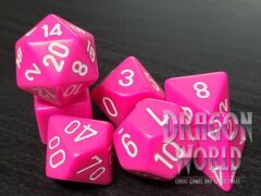 Opaque Pink/White - 7 Piece Dice Set - CHX25444
