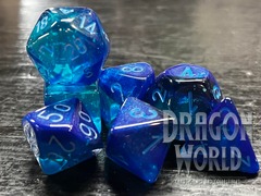 Gemini Translucent Blue-Blue/ Light Blue - 7 Piece Set of Dice - CHX26463