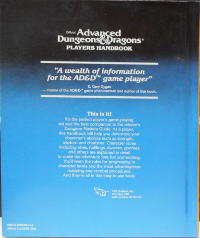 Player's Handbook © Jan 1980 TSR 2010 6th print