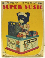 Super Susie, Betty Bruin, The Cashier Bear w/ Box © 1950s Linemar Toys