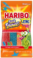 HARIBO Gummi Candy, Z!NG Sour Streamers Gummy Candy, 4.5 Ounce