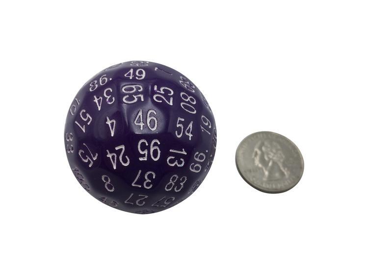 100 Sided Polyhedral Dice D100 - Solid Purple With White
