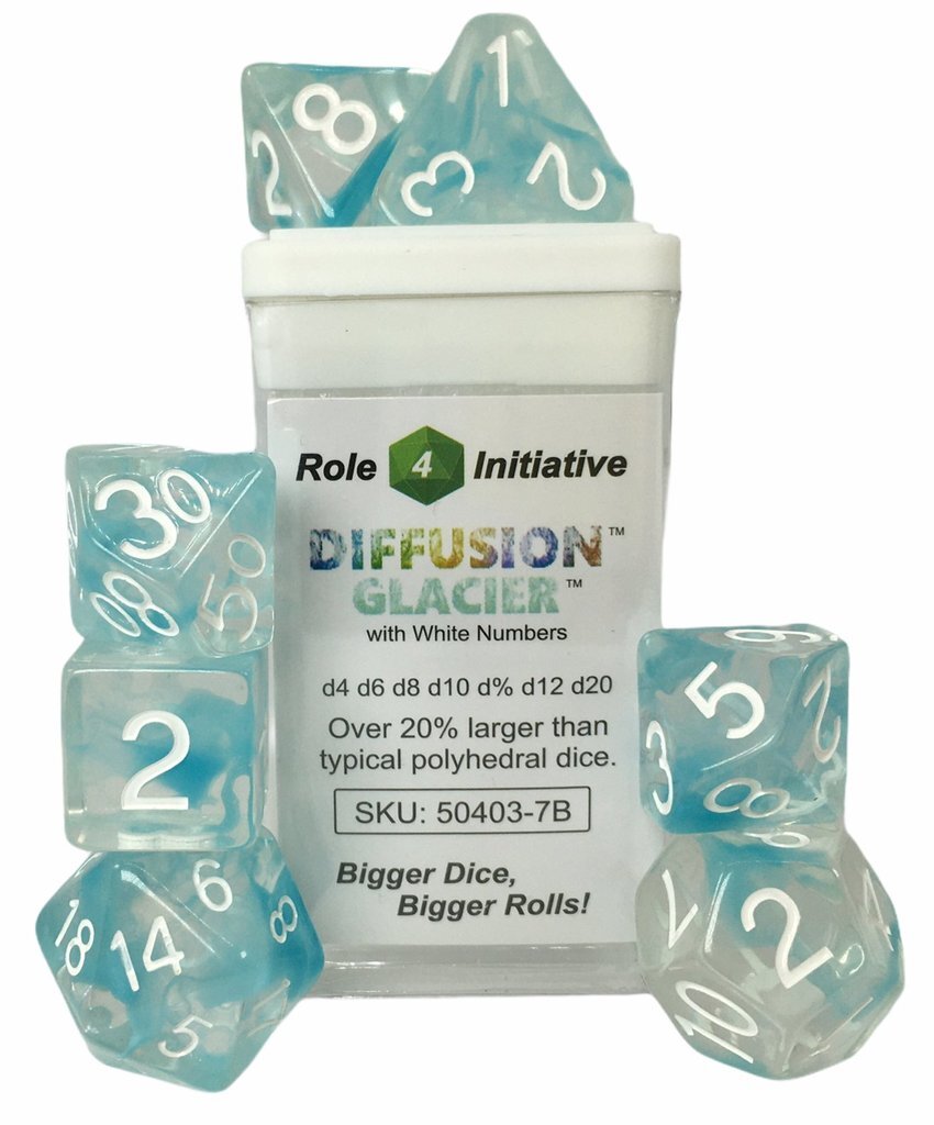 Set of 7 Dice - Diffusion Glacier/White