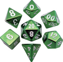 Metallic Dice 16mm Poly Green 7ct Set