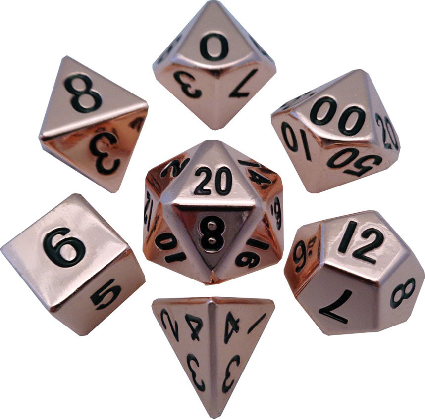 Metallic Dice 16mm Copper Metal Dice Set