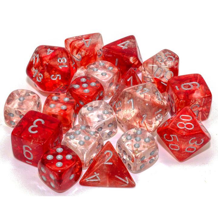 Chessex Polyhedral Dice Set: Nebula Luminary - Red w/Silver (7)