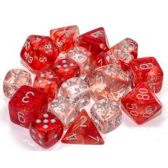 Chessex Polyhedral Dice Set: Nebula Luminary - Red w/Silver (7)