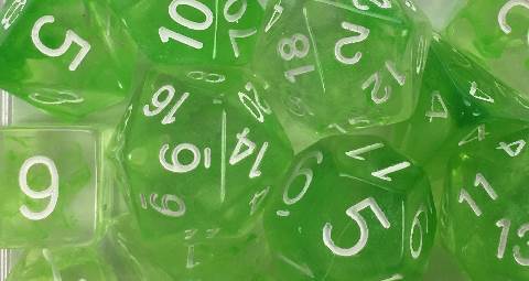 Set of 7 Dice - Diffusion Slime Green/White