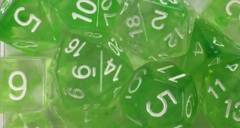 Set of 7 Dice - Diffusion Slime Green/White