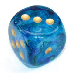 Chessex 12mm D6 Dice Set: Nebula Luminary - Oceanic with Gold (36)