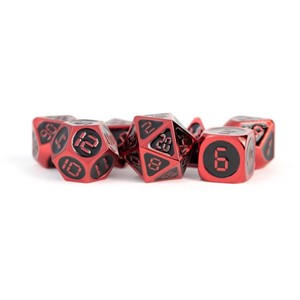 Digital Enamel Metal Dice Set: 16mm Red with Black Enamel