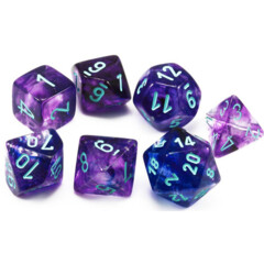 Chessex Polyhedral Dice Set: Nebula Luminary - Nocturnal w/Blue (7)
