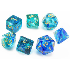 Chessex Polyhedral Dice Set: Nebula Luminary - Oceanic w/Gold (7)