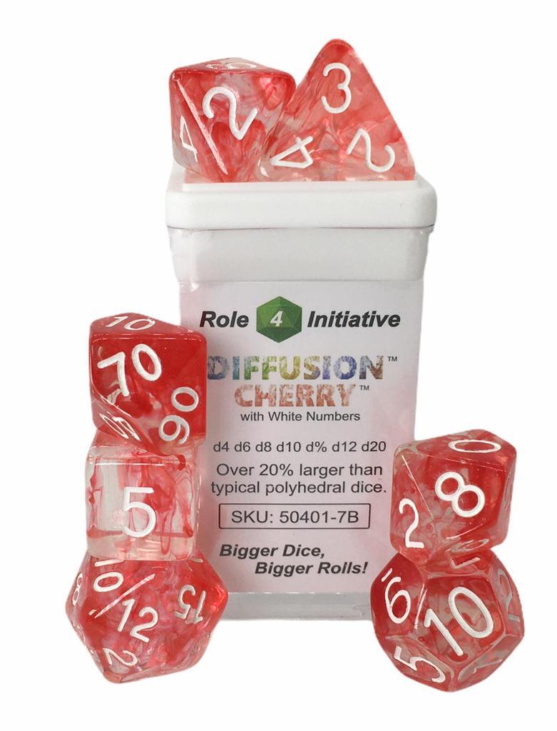 Set of 7 Dice - Diffusion Cherry/White