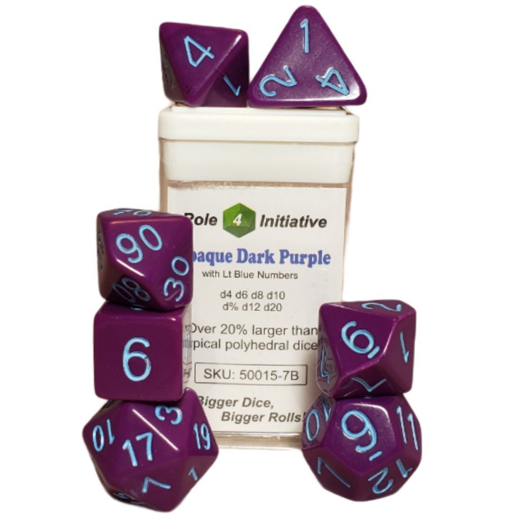 Set of 7 Dice - Opaque Dark Purple/White