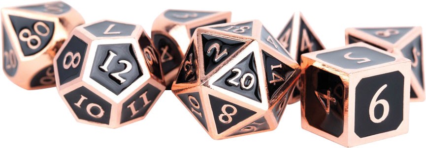 Metallic Dice 16mm Antique Copper with Black Enamel