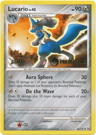 Lucario - 53/127 - Promotional - Prerelease Staff Stamp