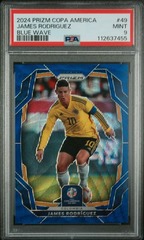 2024 PANINI PRIZM CONMEBOL COPA AMERICA #49 JAMES RODRIGUEZ BLUE WAVE PSA 9